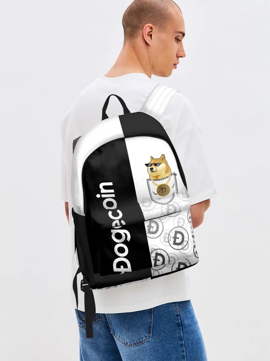 Рюкзак джинсовый / DOGECOIN / DOGE / КАРМАН