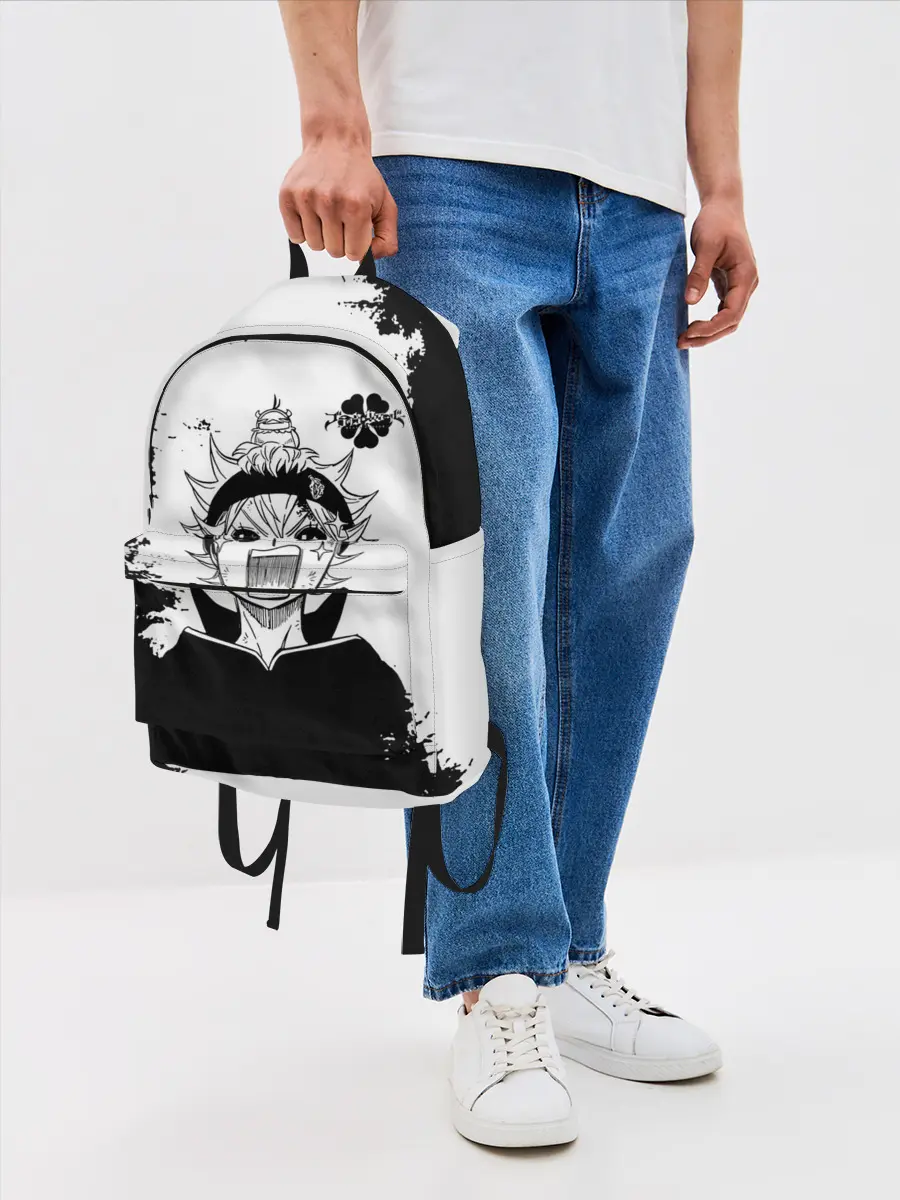 Рюкзак джинсовый / Чёрный клевер кричащий Аста