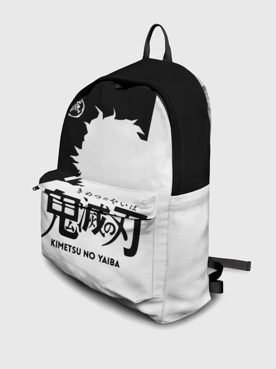 Рюкзак джинсовый / Черно белый силуэт Танджиро