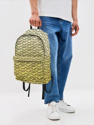 Рюкзак джинсовый / рисованный узор усы червячки