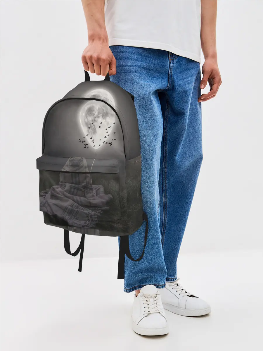 Рюкзак джинсовый / Мопс и луна