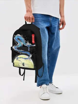 Рюкзак джинсовый / Водяной дракон Танджиро