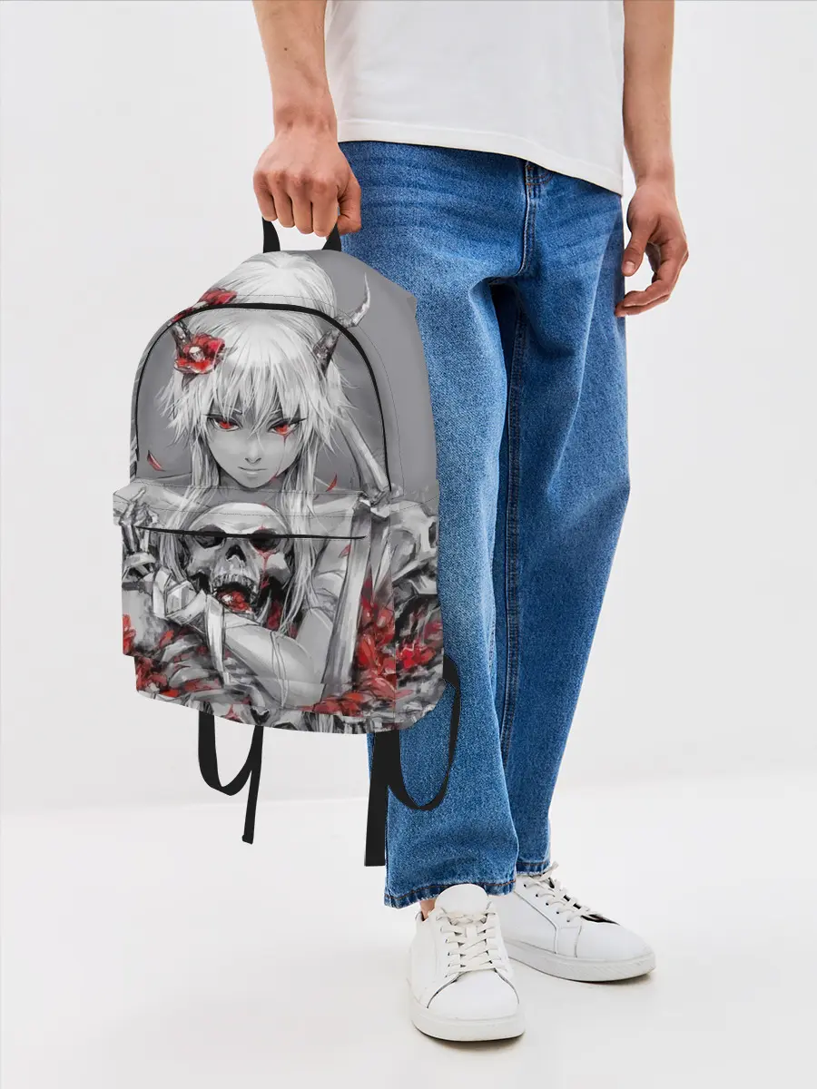 Рюкзак джинсовый / Девушка с черепом