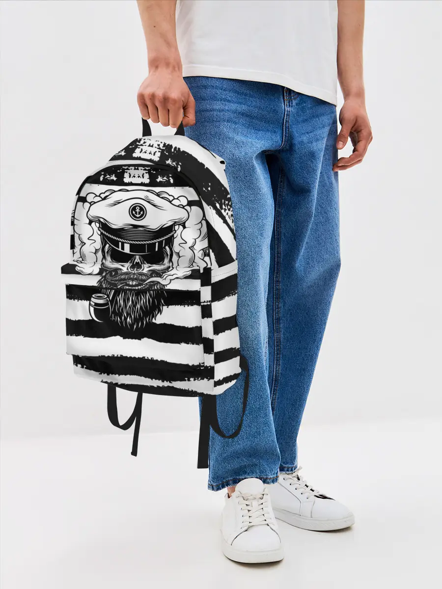 Рюкзак джинсовый / ТЕЛЬНЯШКА ВМФ | ЧЕРЕП ФУРАЖКА