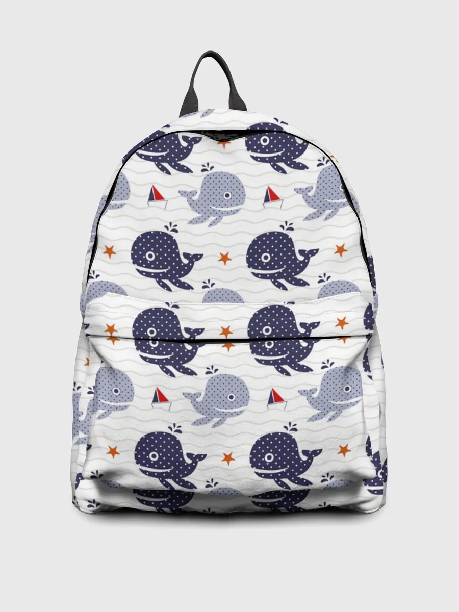 Рюкзак джинсовый / Киты и яхты