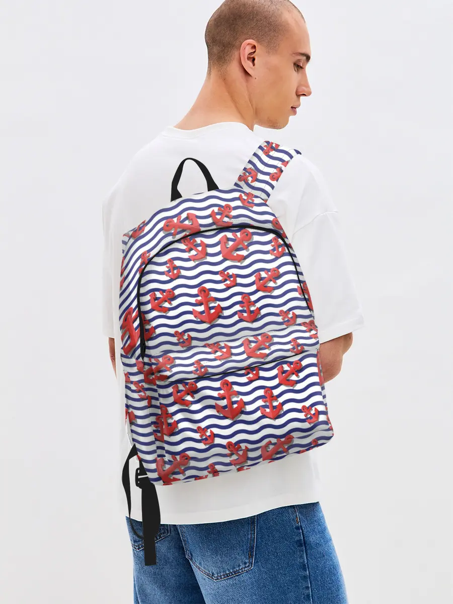 Рюкзак джинсовый / Красные якоря