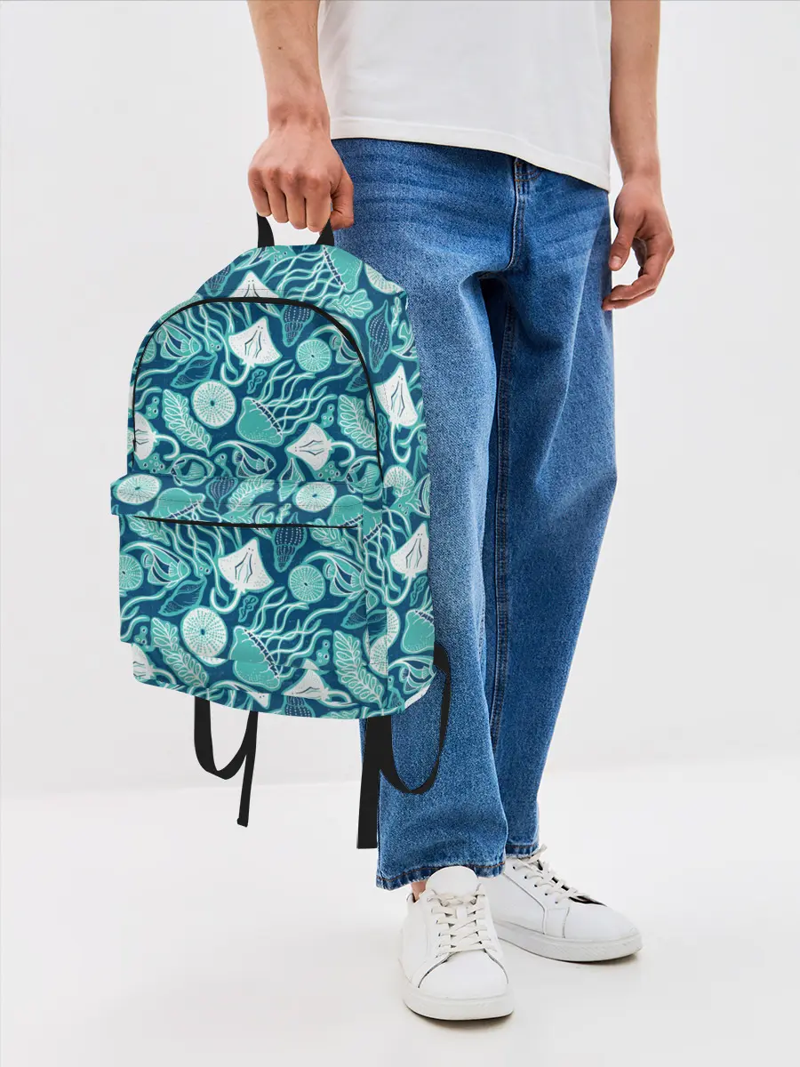 Рюкзак джинсовый / Скаты и медузы