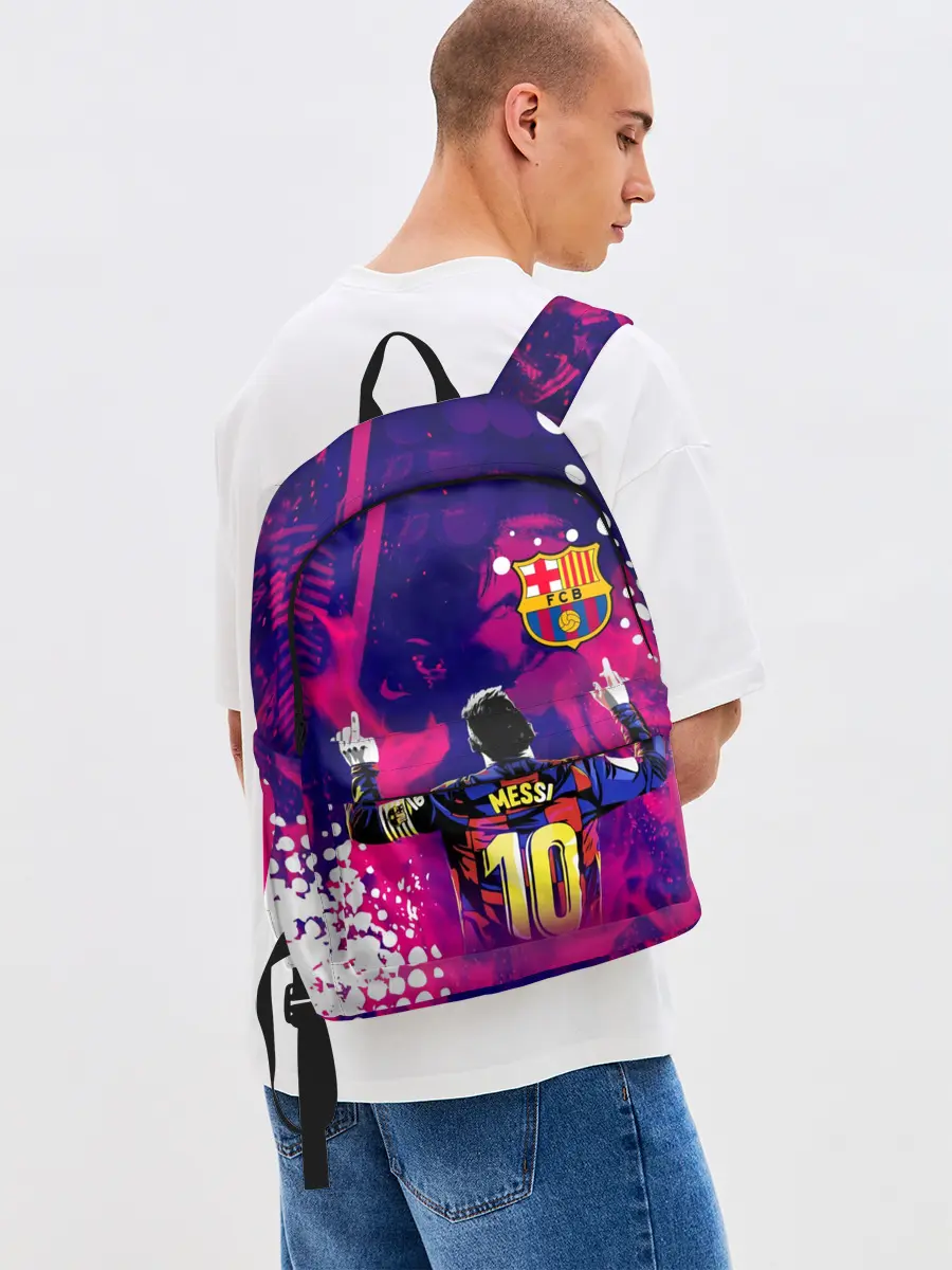 Рюкзак джинсовый / ЛИОНЕЛЬ МЕССИ / FIRE / ОГОНЬ