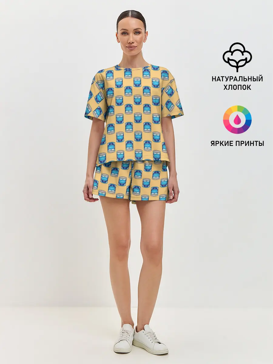Женская пижама с шортами / Сгущенка паттерн