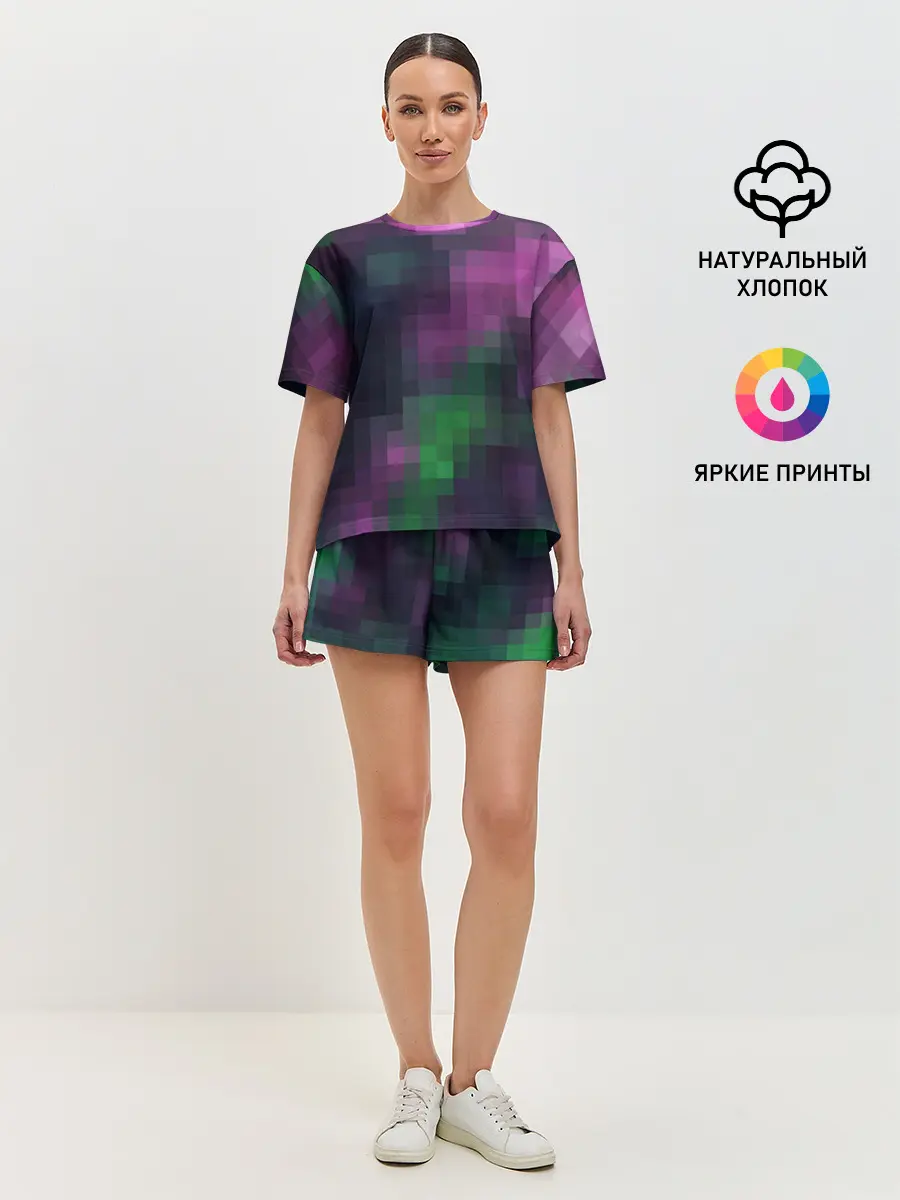 Женская пижама с шортами / Разноцветный геометрический уз