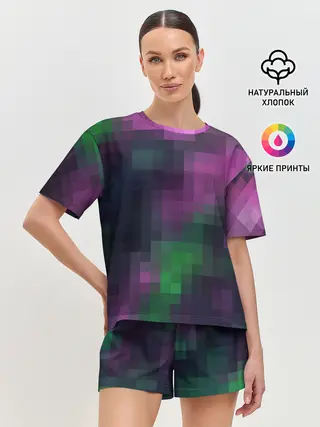 Женская пижама с шортами / Разноцветный геометрический уз