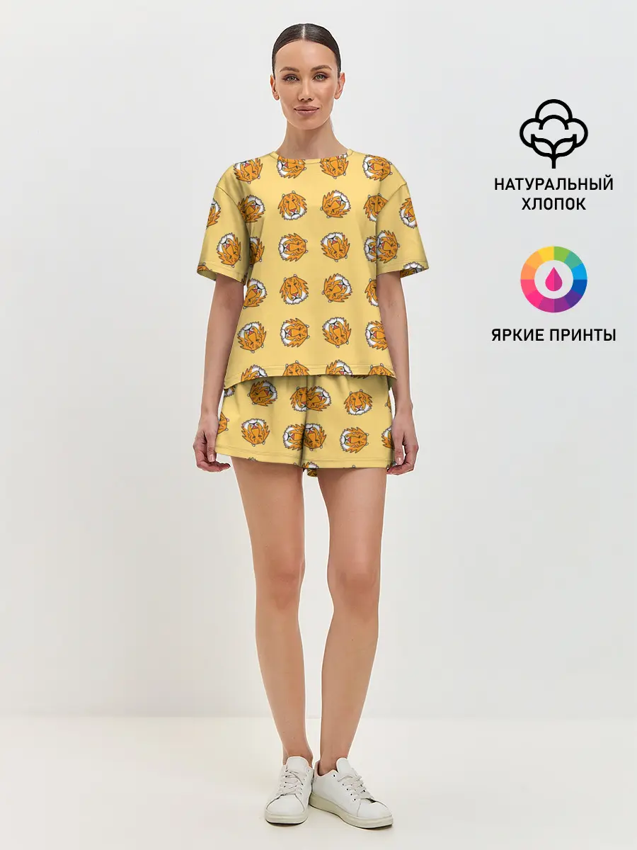 Женская пижама с шортами / Тигры паттерн