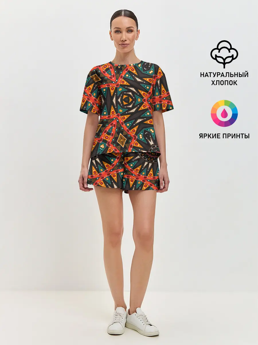 Женская пижама с шортами / Абстрактный арабский узор