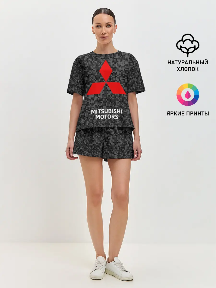 Женская пижама с шортами / Митсубиси | Черный камуфляж