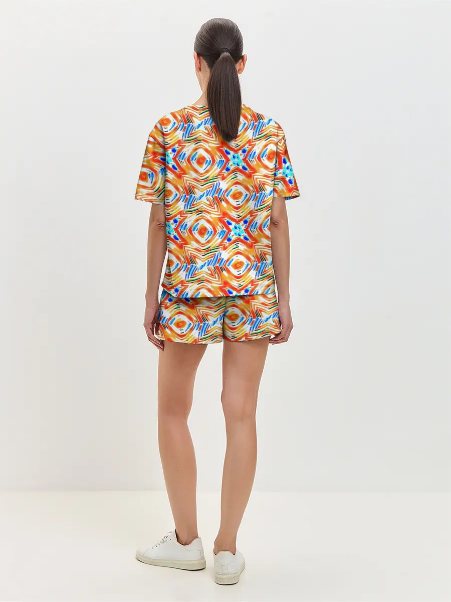 Женская пижама с шортами / Летний абстрактный узор