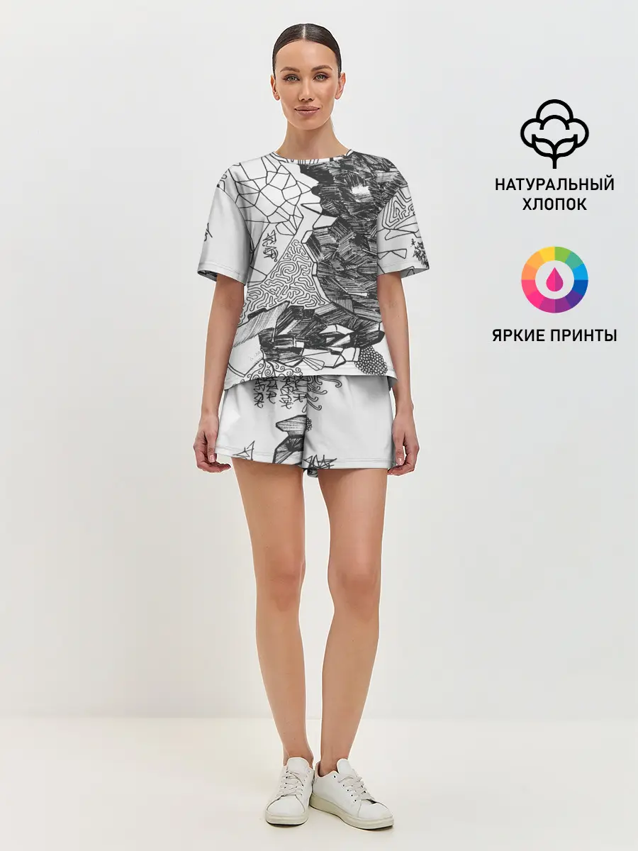 Женская пижама с шортами / Структурная мозайка