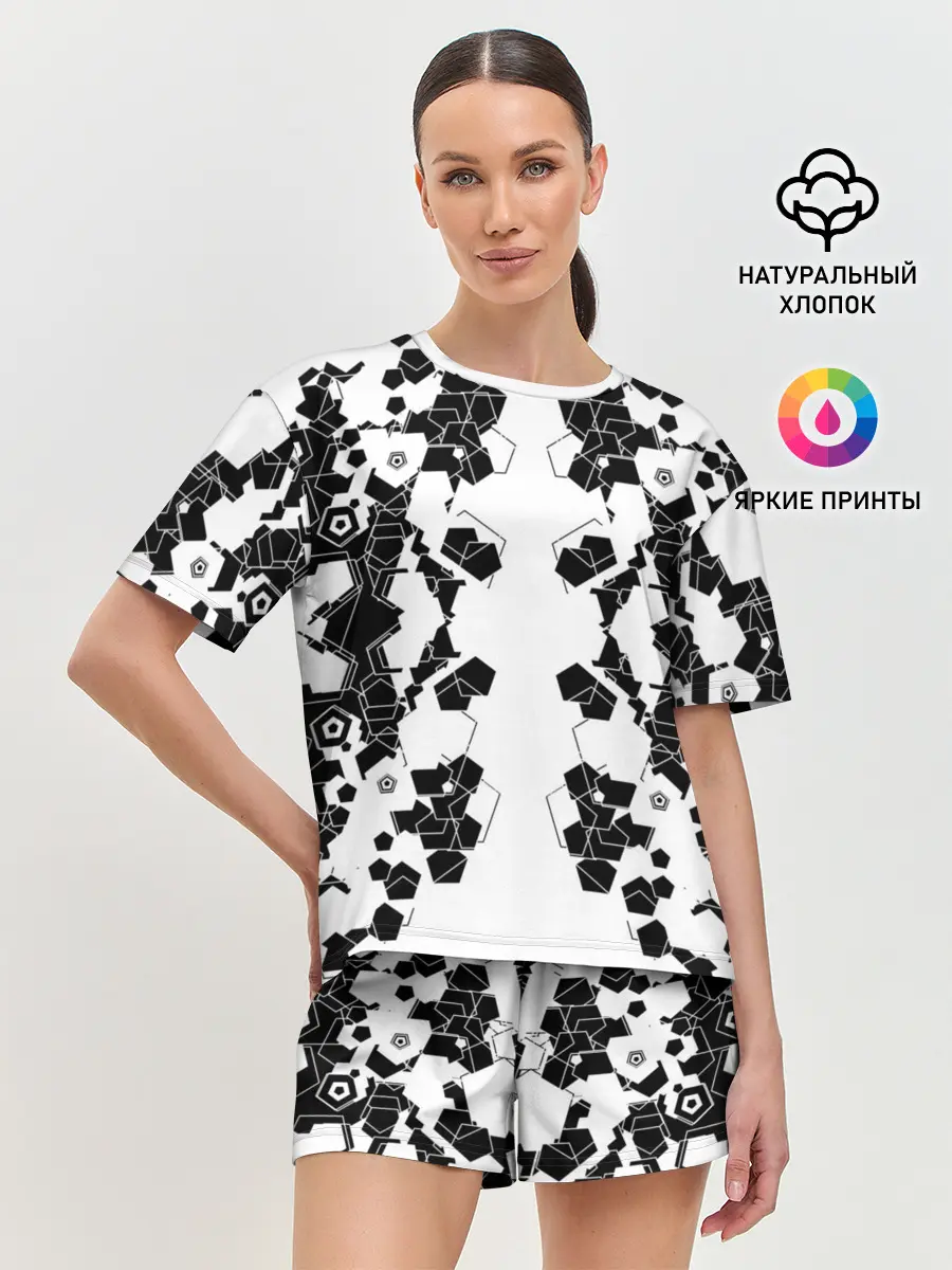 Женская пижама с шортами / пятиугольники абстракция