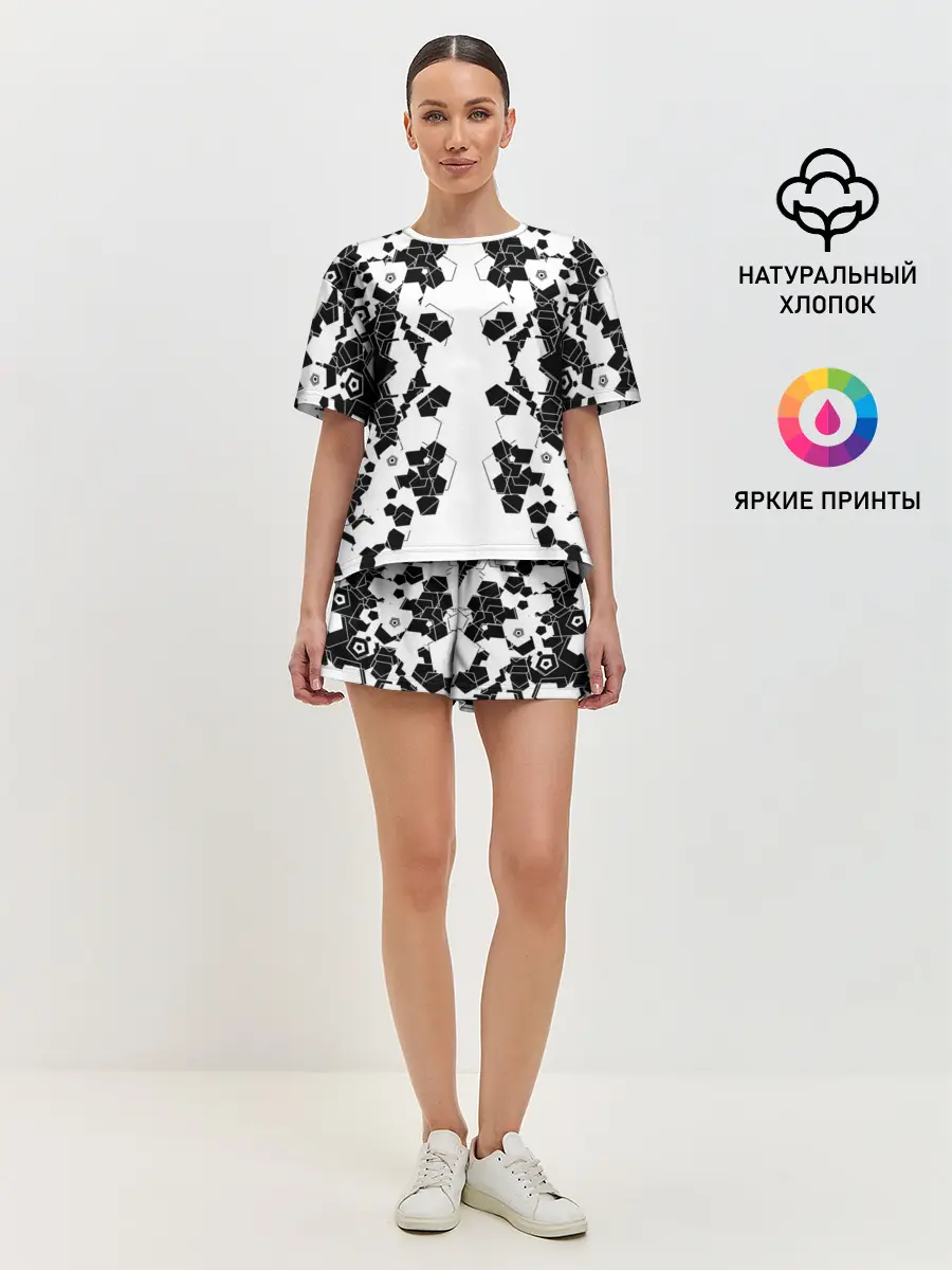 Женская пижама с шортами / пятиугольники абстракция