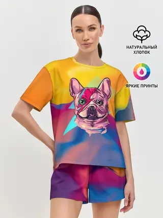 Женская пижама с шортами / Собака с молнией