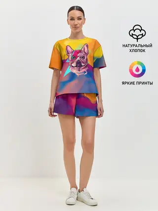 Женская пижама с шортами / Собака с молнией