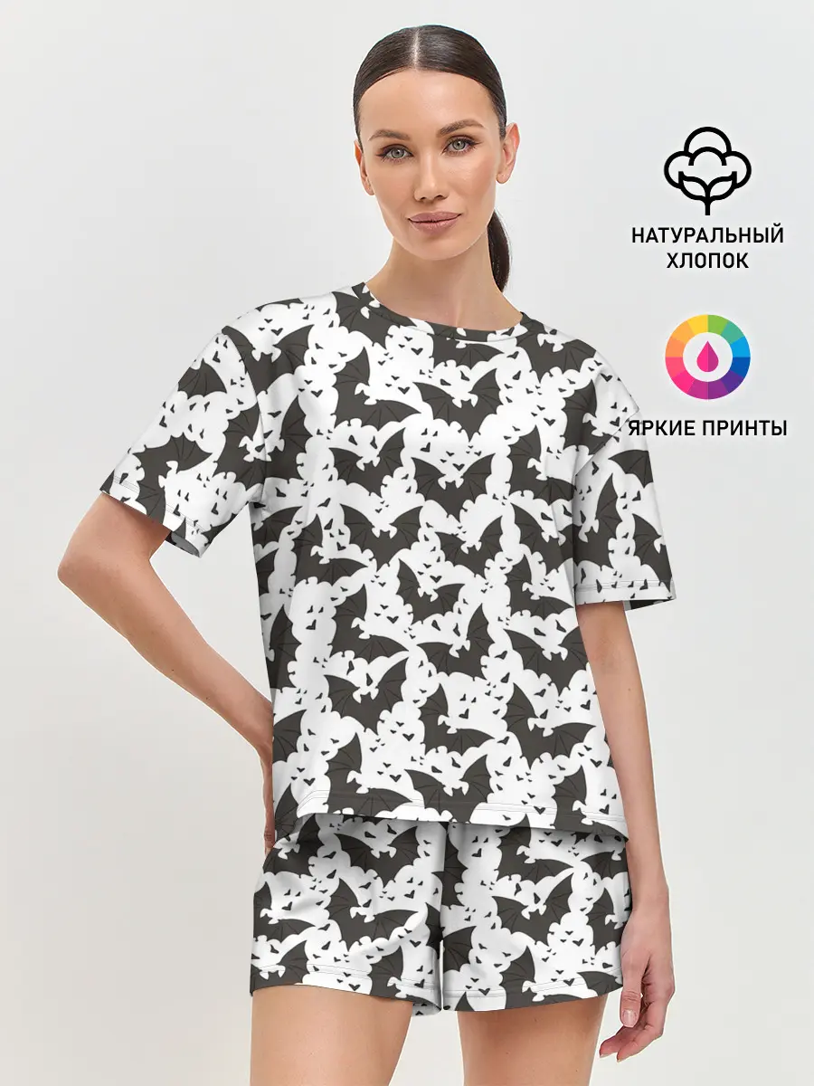 Женская пижама с шортами / Летучие мыши