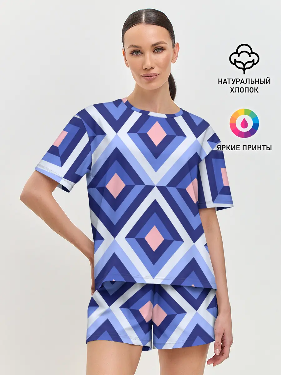 Женская пижама с шортами / узор