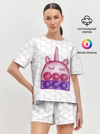 Женская пижама с шортами / POP IT ЕДИНОРОГ | ПОП ИТ