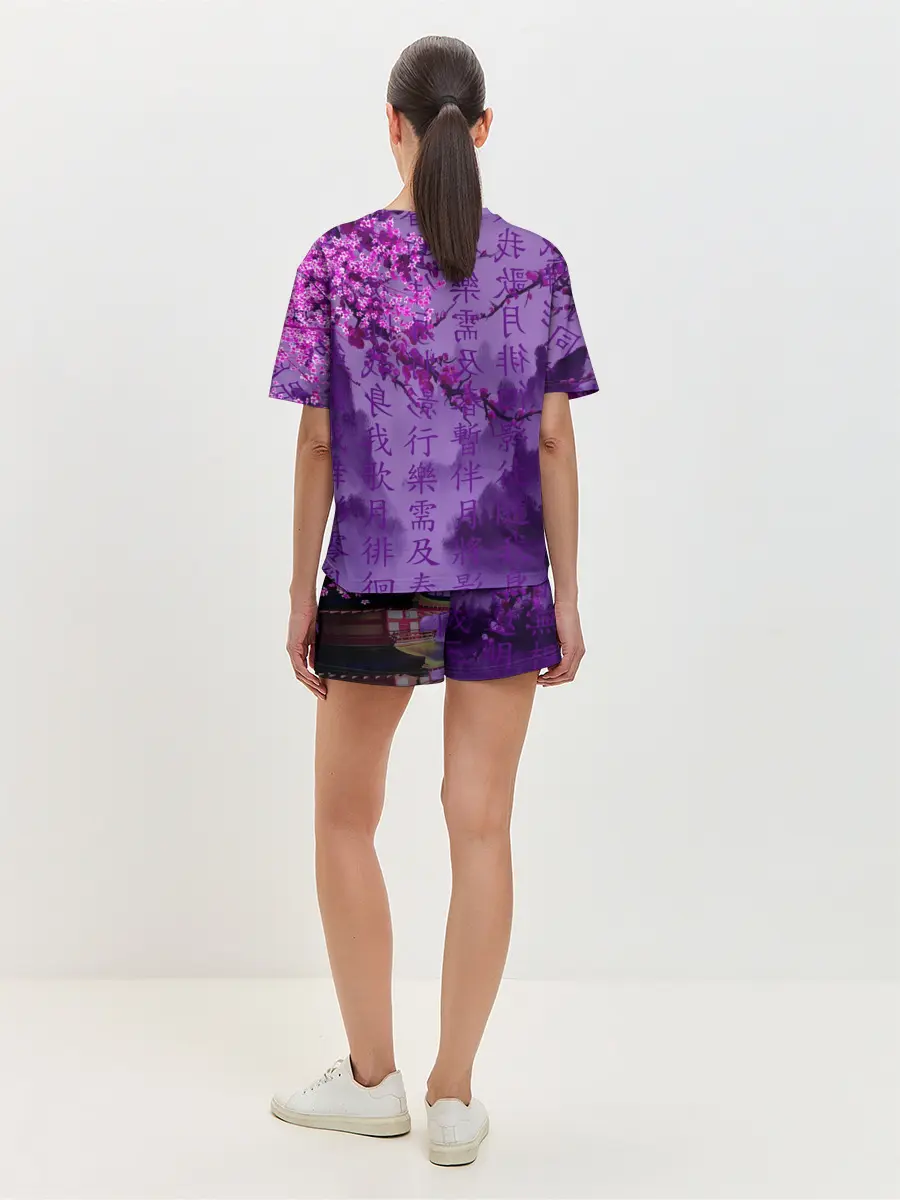 Женская пижама с шортами / фиолетовый китай