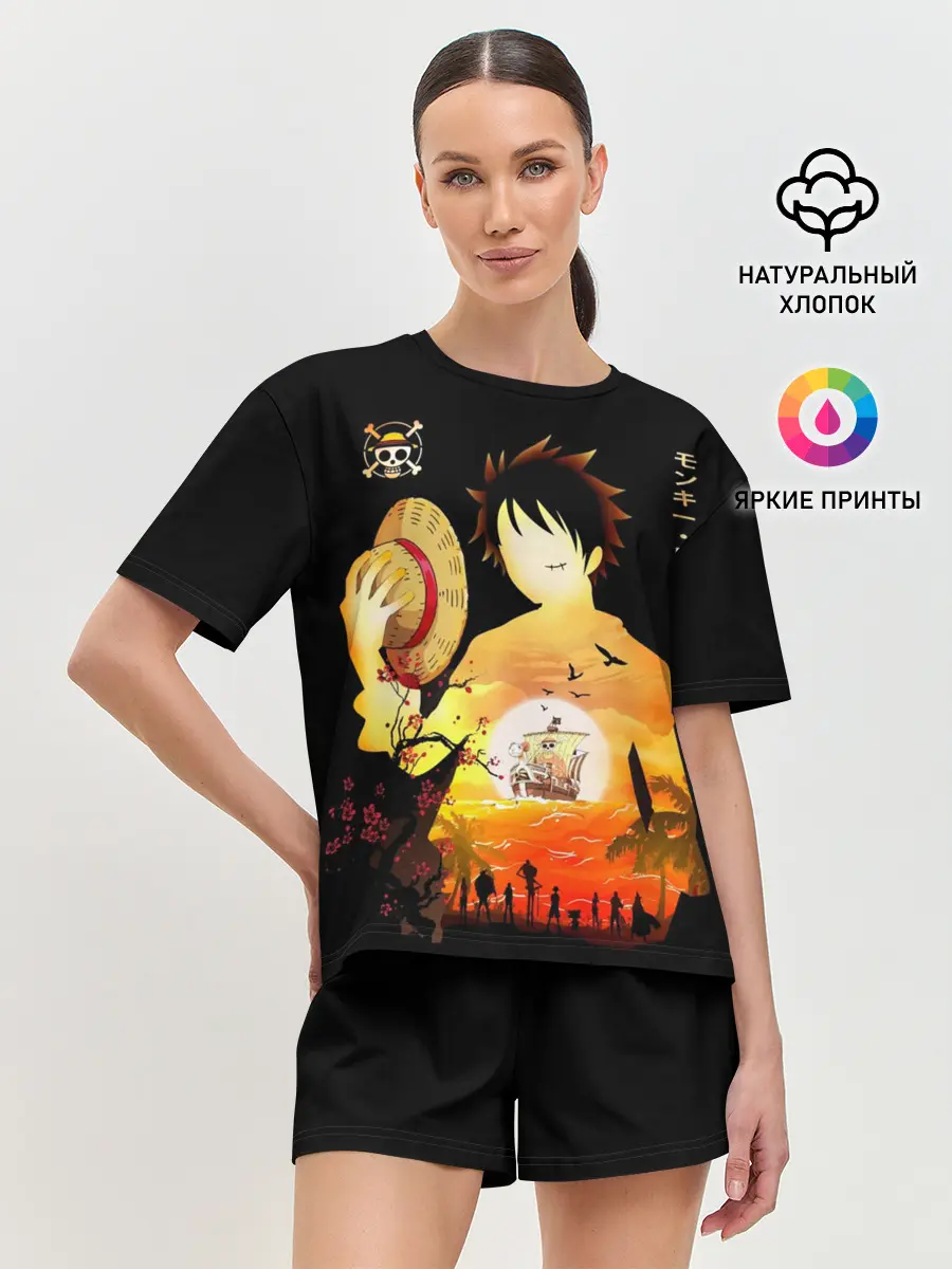 Женская пижама с шортами / Силуэт Луффи One piece
