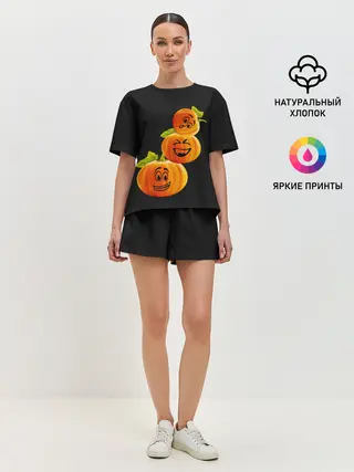 Женская пижама с шортами / Хэллоуин смешные тыквы