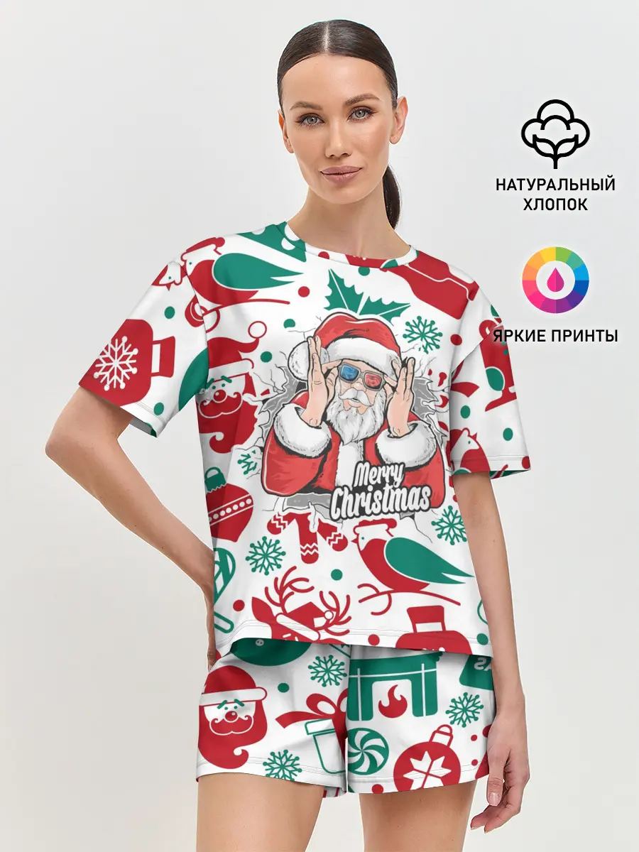Женская пижама с шортами / Merry Christmas3D