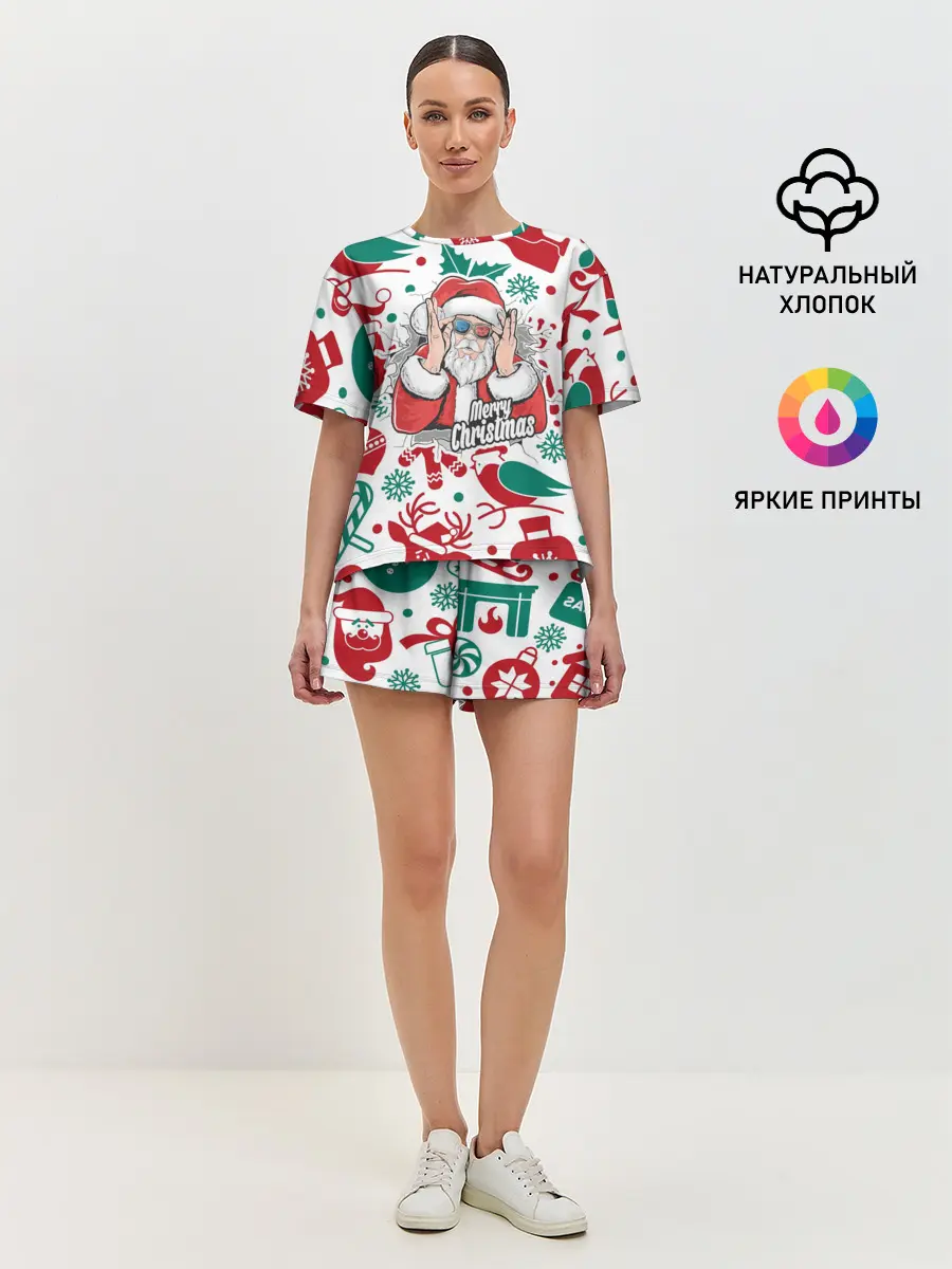 Женская пижама с шортами / Merry Christmas3D