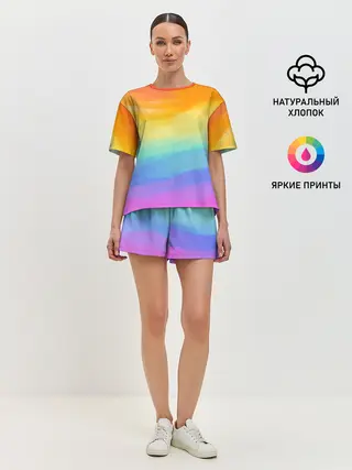 Женская пижама с шортами / РАДУЖНЫЕ ВОЛНЫ | RAINBOW WAVES