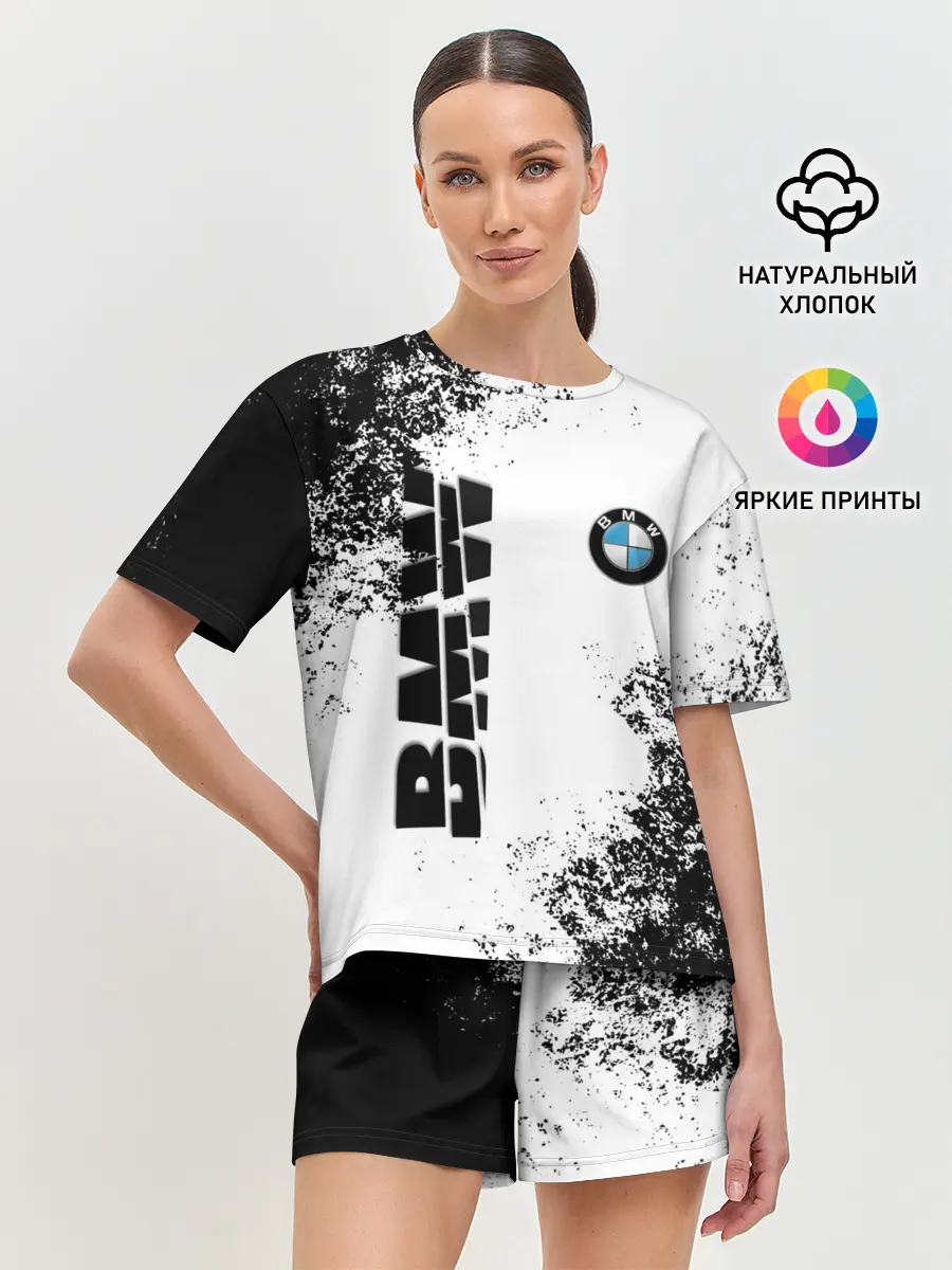 Женская пижама с шортами / BMW | БМВ РАЗРЕЗАННОЕ ЛОГО