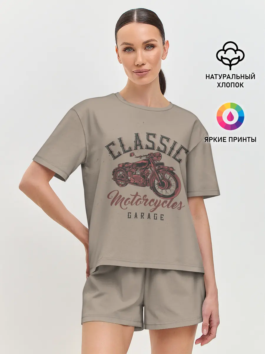 Женская пижама с шортами / Классические мотоциклы