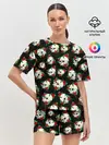 Женская пижама с шортами / Черепа и розы / Skull and Roses