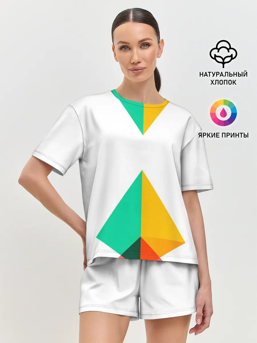 Женская пижама с шортами / Треугольники