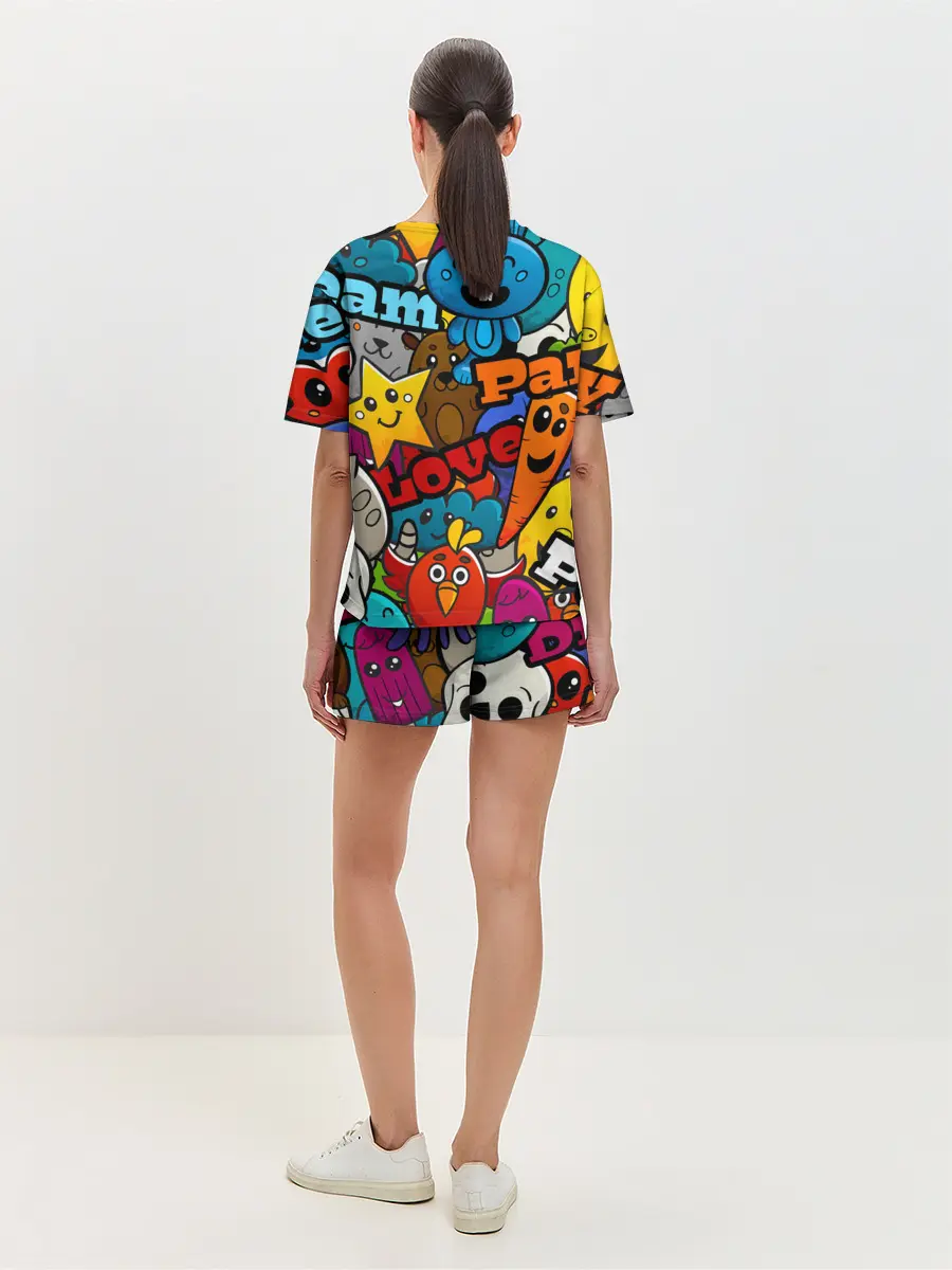 Женская пижама с шортами / LOVE | PEACE | PARTY