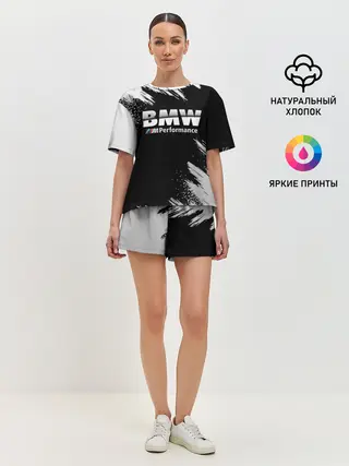 Женская пижама с шортами / БМВ РАЗРЕЗАННОЕ ЛОГО