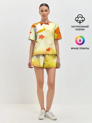Женская пижама с шортами / ПАДАЮЩИЙ КЛЕН | ОСЕННЯЯ