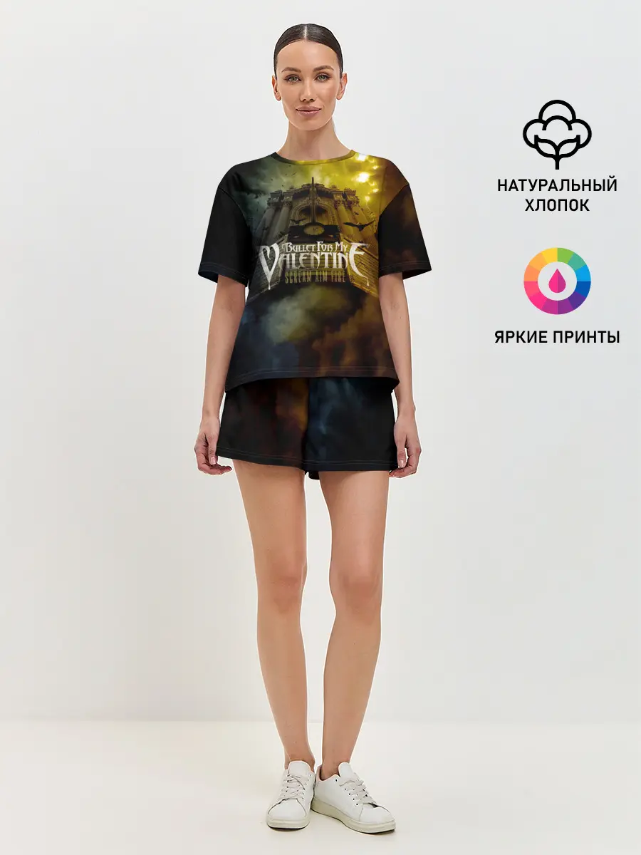 Женская пижама с шортами / Scream Aim Fire - Bullet For My Valentine