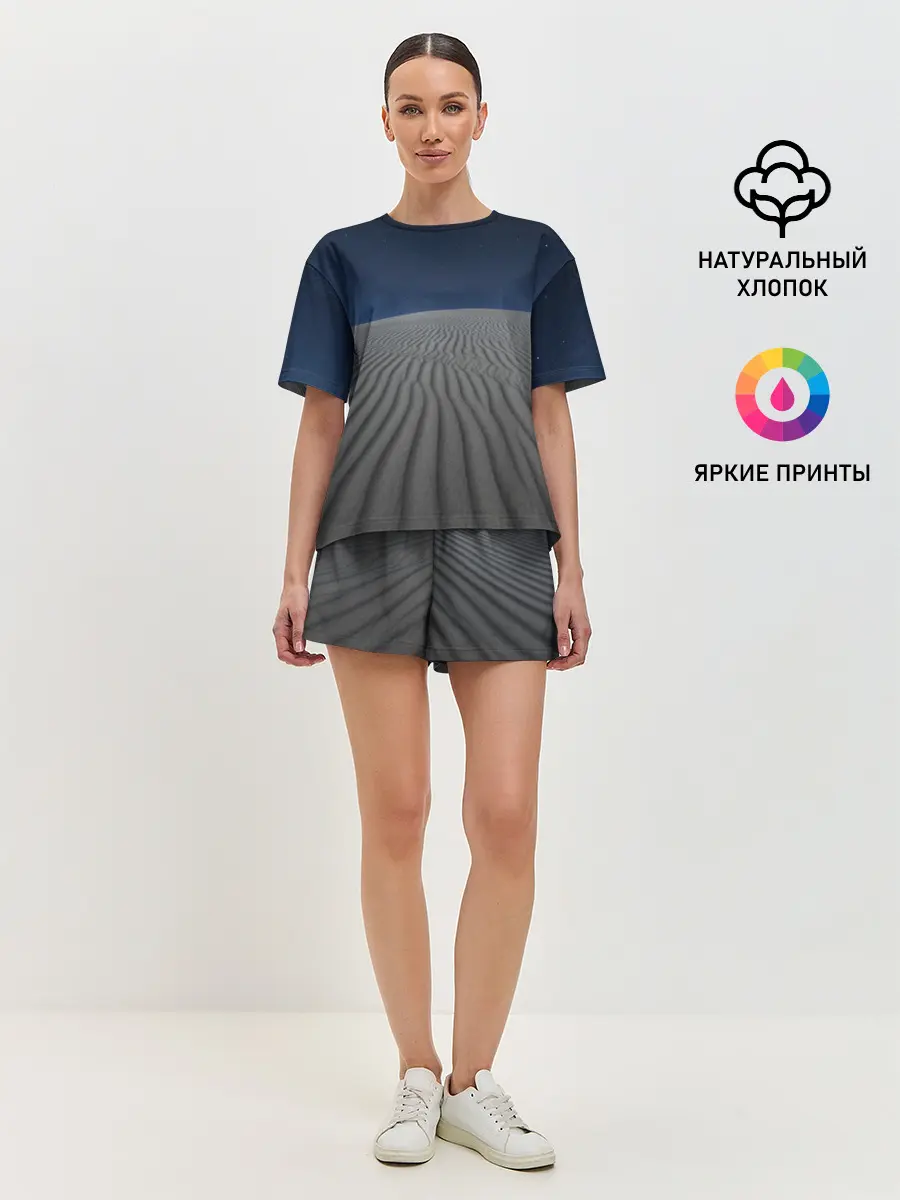 Женская пижама с шортами / Пустыня дюна песок ночь