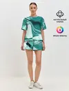 Женская пижама с шортами / красочный зелёный развод