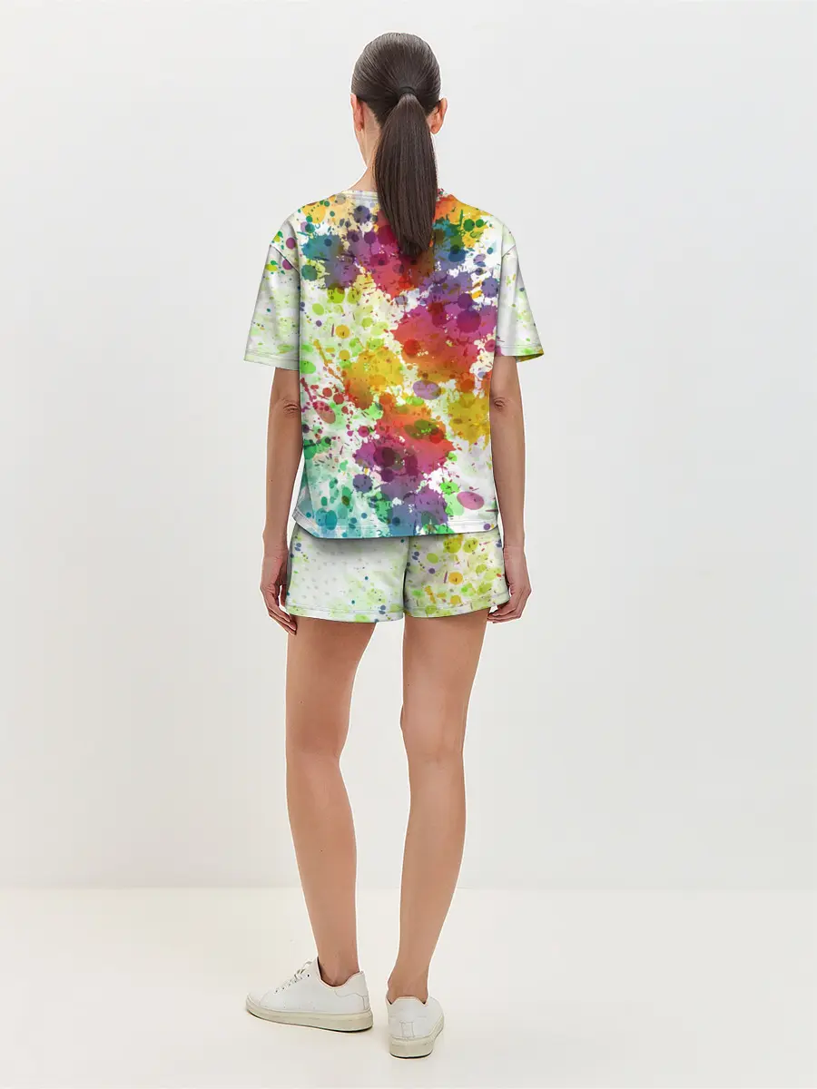 Женская пижама с шортами / Красно-жёлтые пятна