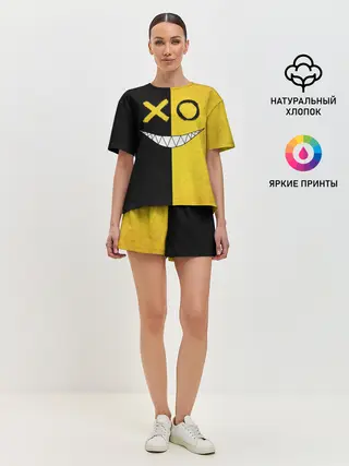 Женская пижама с шортами / Yellow and black smile