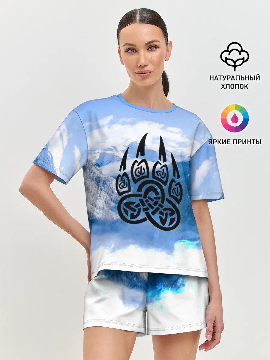 Женская пижама с шортами / Печать Велеса | Волчья лапа