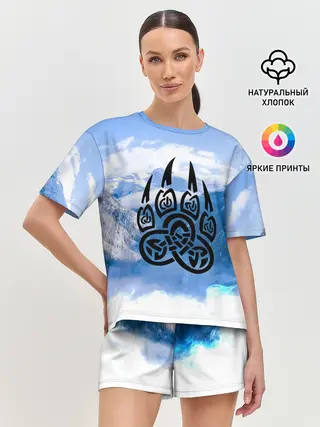 Женская пижама с шортами / Печать Велеса | Волчья лапа