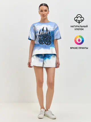 Женская пижама с шортами / Печать Велеса | Волчья лапа