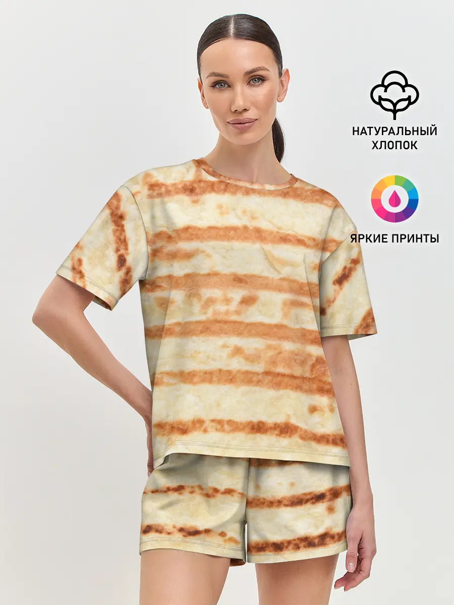 Женская пижама с шортами / ЛАВАШ | ТОНКИЙ ПЛОСКИЙ ХЛЕБ