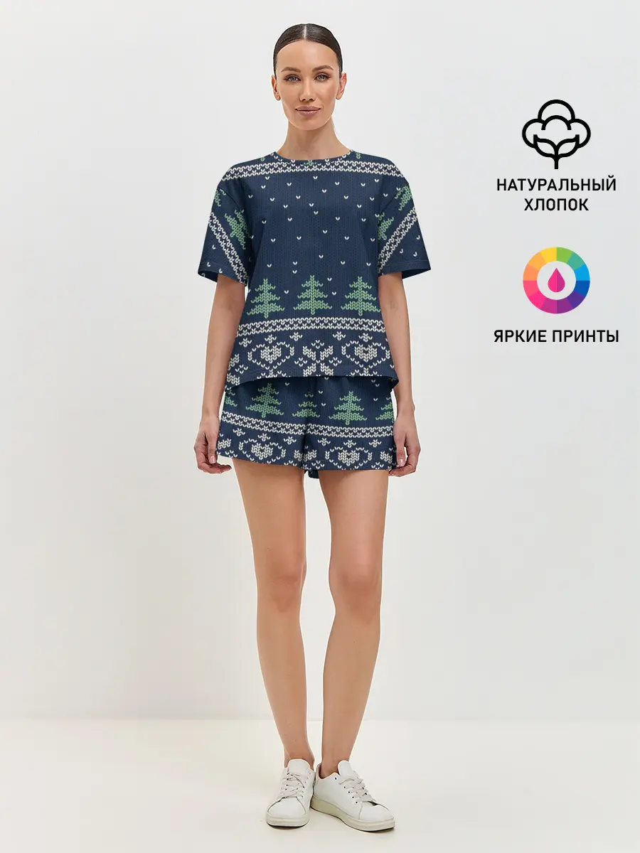 Женская пижама с шортами / Зимняя ночь